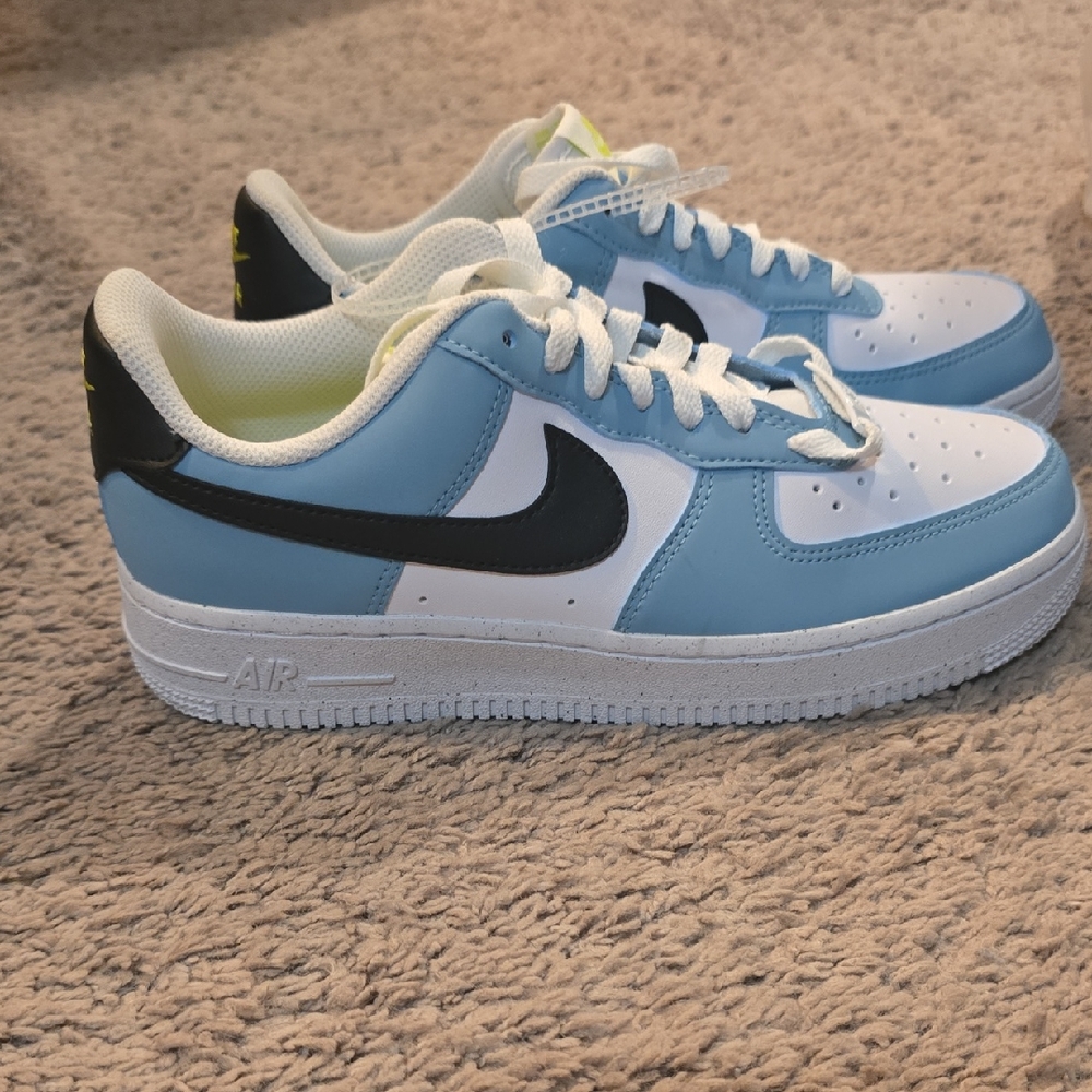 New Womens Nike Air Force 1 Light Blue and White Sneakers New W/O Tag - Picture 1 of 5